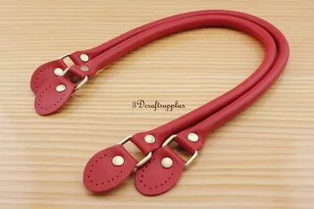 

Purse bag strap leather handles handbag handle bag handle 22 inch a pair Red K14