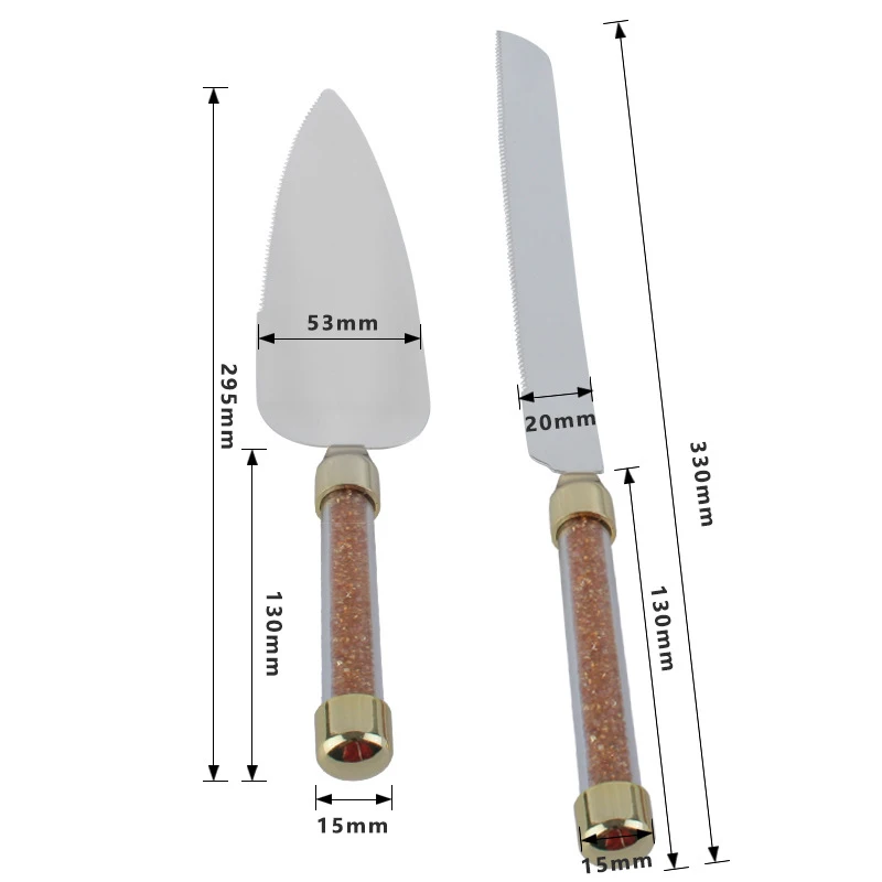 2 шт. нож для свадебного торта комплект для подающего игрока нержавеющая сталь, кристаллы ручка лопатка для торта резак день рождения Посуда Рождественский подарок