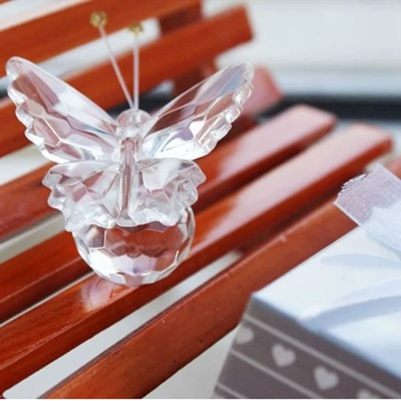 

50pcs Clear Crystal Butterfly Bridal Wedding Favors Birthday Party Gifts Presents Supplies for Guest wen6497