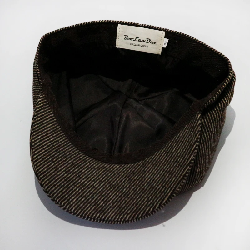 Boolawdee 56/58/60 см шестиугольник newsboy cap художник шляпу модные коричневые полоски