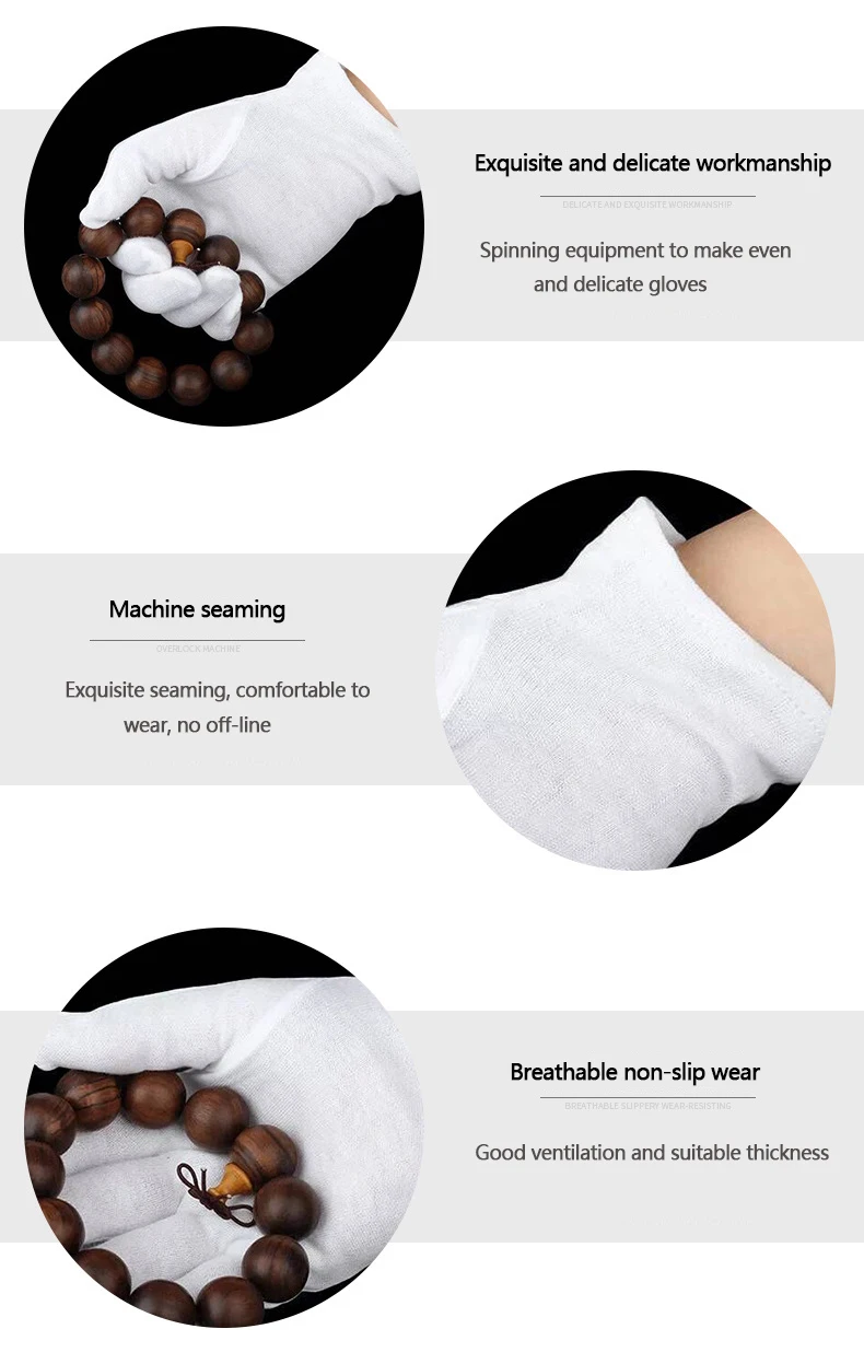 12 пар хлопковые защитные перчатки многоразовые тонкие сухие руки увлажняющий консилер Eczema домашний спа ювелирные изделия с чеканкой перчатки для проверки