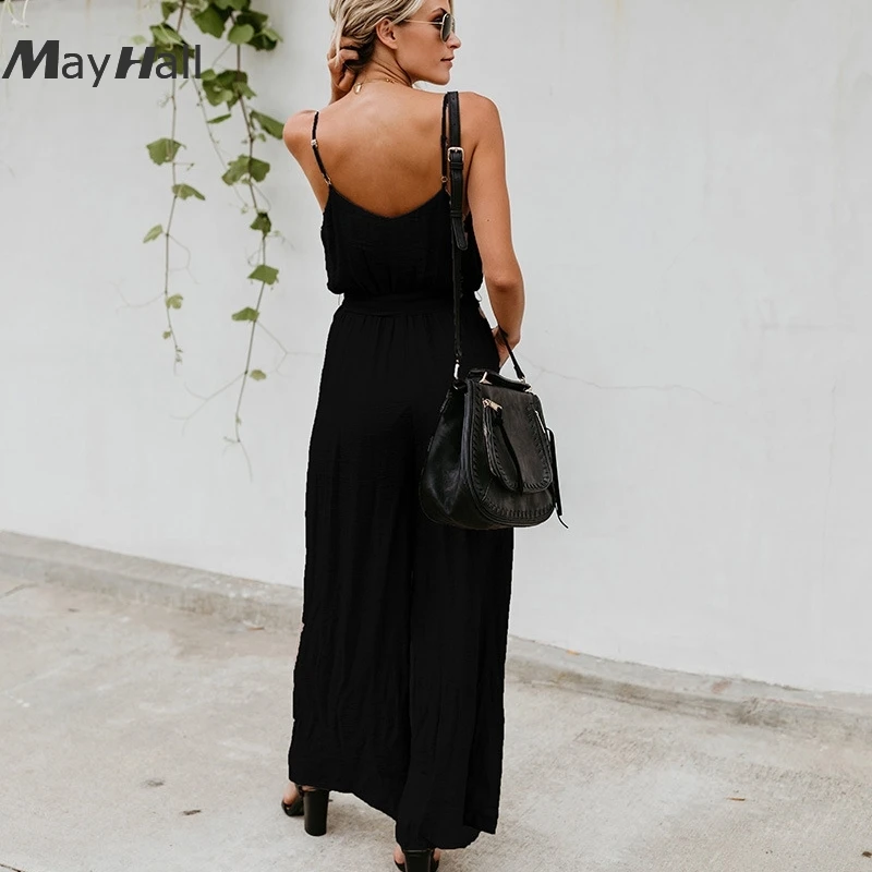 Mayhall сексуальный льняной комбинезон на бретелях для женщин свободные
