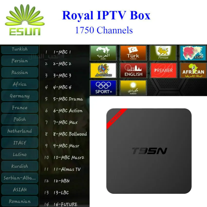  Mini MX plus with Royal IPTV 1730+ livetv Arabic IPTV French Italy IPTV T95N Android TV Box Quad Core Amlogic S905 Smart TV Box 