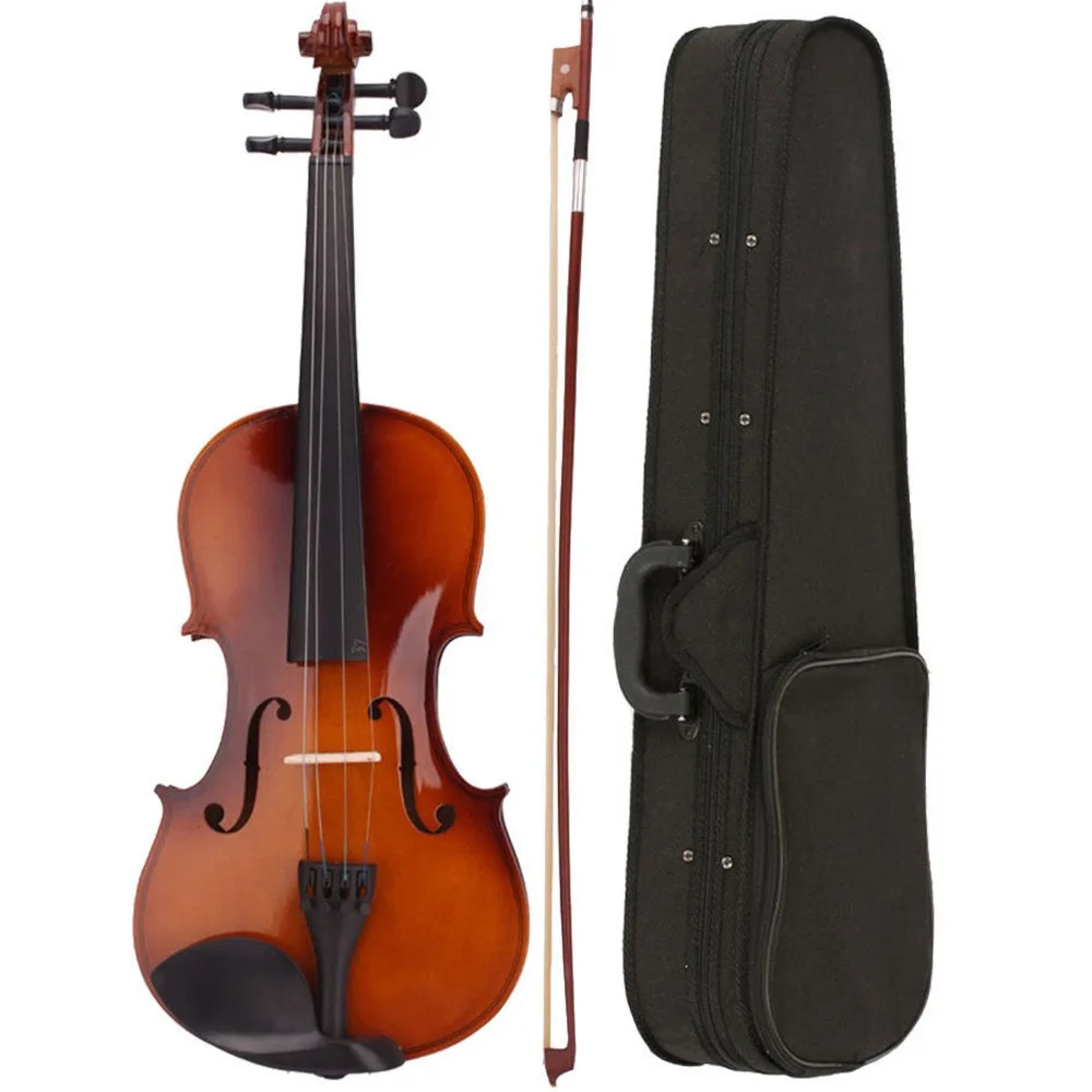 

Acoustic Violin 4/4 Full Size Bow Rosin Wood String fiddle Band Black Case gift