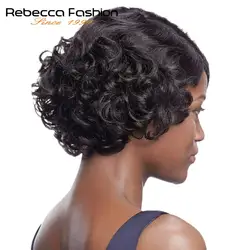 Rebecca Human Hair Wigs For Black Women Brazilian Remy Jerry Curly Human Hair Wig Short Bob Retro Curly Wigs Free Shipping 1B# Rebecca Human Hair Wigs For Black Women Brazilian Remy Jerry Curly Human Hair Wig Short Bob Retro Curly Wigs Free Shipping 1B#