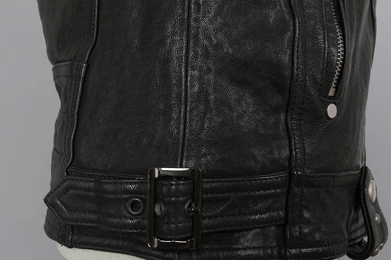Best 2019 Fashion Genuine Leather Jacket Men Sheepskin Turn Down Collar Slim Fit Real Leather Jacket Short Letter pattern Autumn Coat 15