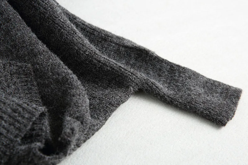 J750 осенне-зимний модный однотонный шерстяной кардиган с капюшоном, Женский Повседневный вязаный свитер с открытым швом, кардиганы