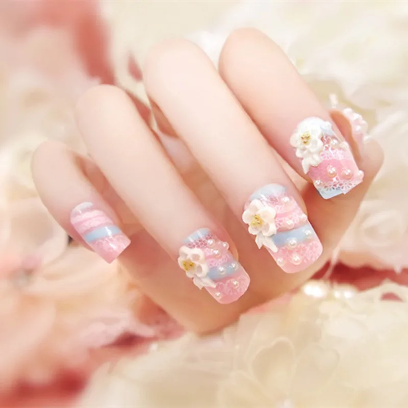 Belle Mariée Faux Ongle De Correction 24 Pièces Sculpté