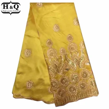 

2018 Hot Selling African Georges Lace Fabric With Sequins 5 Yards/lot African Lace Fabric With Super Quality For Wedding Dress