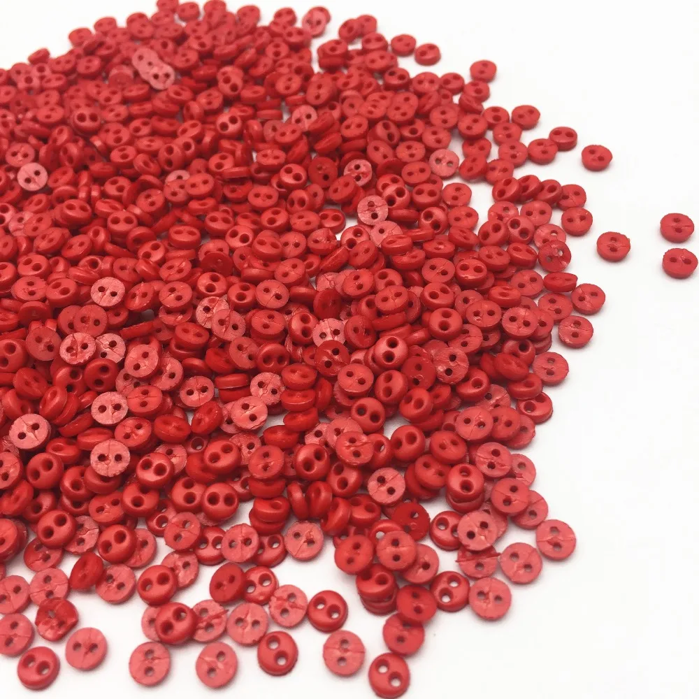 

500pcs 4mm Red Color Round Resin Mini Buttons Sewing 2 Holes Tiny Doll Making Clothing Button For Scrapbooking Embellishments