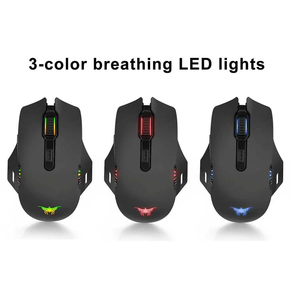 Combaterwing W200 2 4G RGB Беспроводной игровой Мышь Перезаряжаемые 6 дыхание и 6000 Точек на