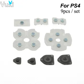 

YuXi 9pcs/set Silicone Conductive Rubber Adhesive Button Pad Keypads for Sony PS4 PlayStation DualShock 4 JDM-001 011 Controller