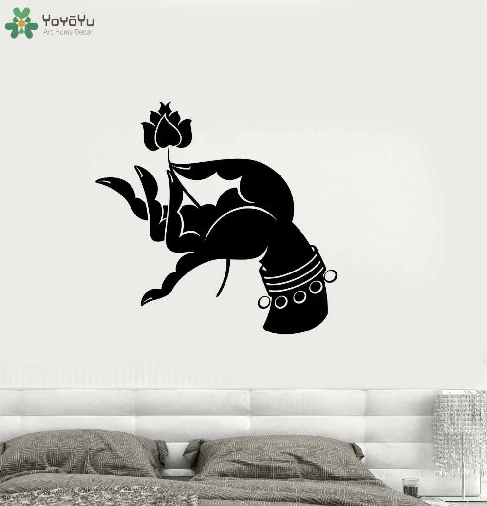 

Buddha Mandala Flower Wall Decal Modern Hand Pattern Vinyl Wall Stickers Design Lotus Yoga Studio Decor Meditation Mural SY196