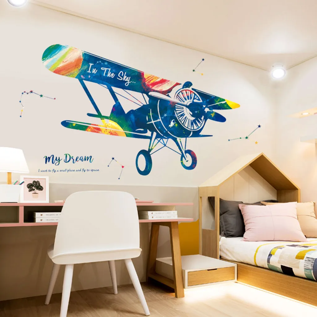 Креативные наклейки на стену с самолетом из ПВХ My Dream красочная наклейка на стену с изображением самолёта летающие дети мальчики девочка украшение комнаты