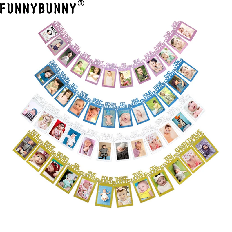 FUNNYBUNNY 12 месяцы фоторамка баннер для первого дня рождения украшения ребенка