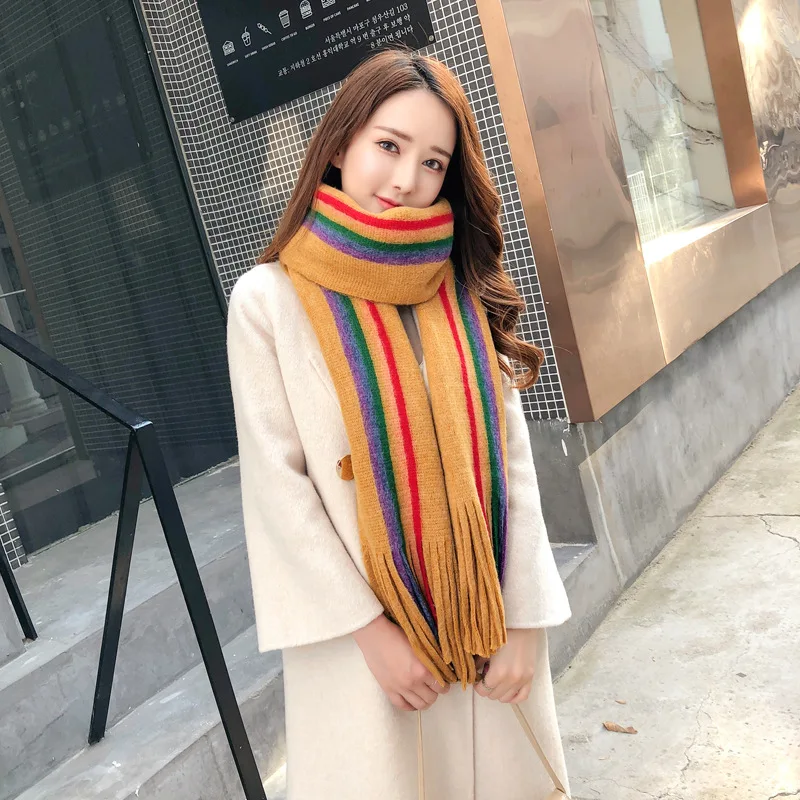 

New Arrival Women Fashion Winter Colorful Scarf Wool Knitted Scarves Shawls Women Thick Warmer Cowl Neck Winter Scarfs Stoles