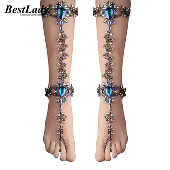 

Best lady 1 Piece Luxury Bohemian Summer Women Crystal Anklets Bracelets Long Foot Chain Sexy Leg Anklets Statement Jewelry 5140