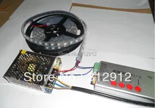 4 м DC5V 60 пикселей ws2811 встроенный из светодиодов цифровой полосы + SD карта контроллер + 60 Вт питания ; черный печатной платы, Водонепроницаемый силиконовой трубка