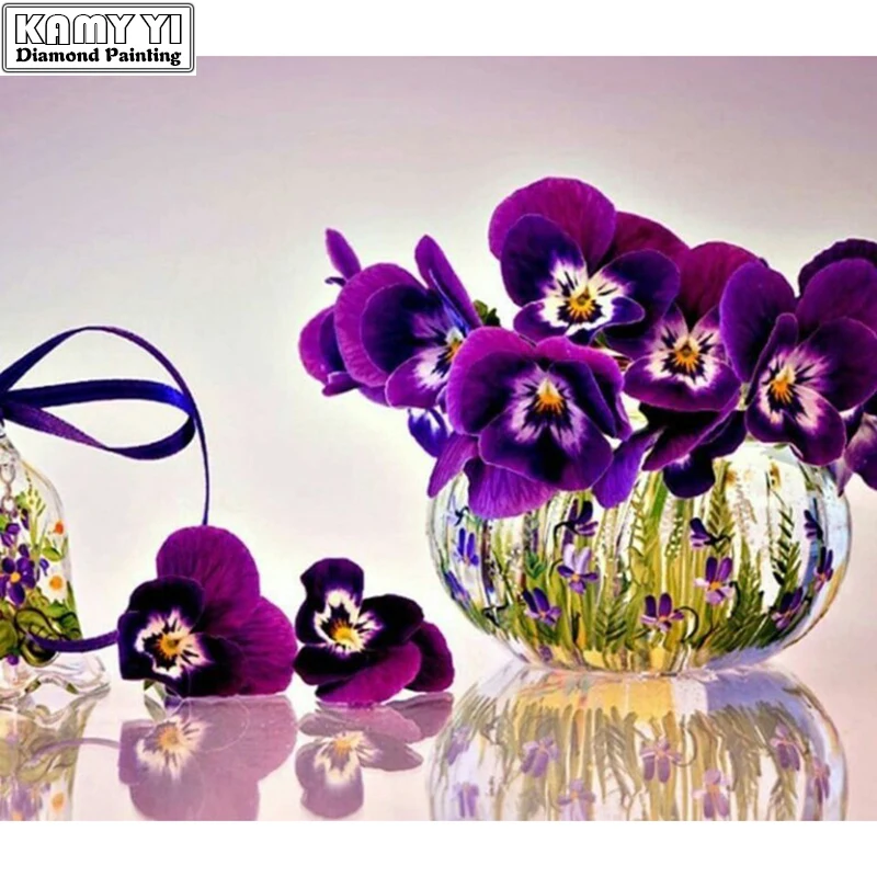 

5D Diy diamond painting cross stitch "Decor Purple Flower" Full Round Diamond embroidery Needlework Rhinestone Mosaic Crafts SY