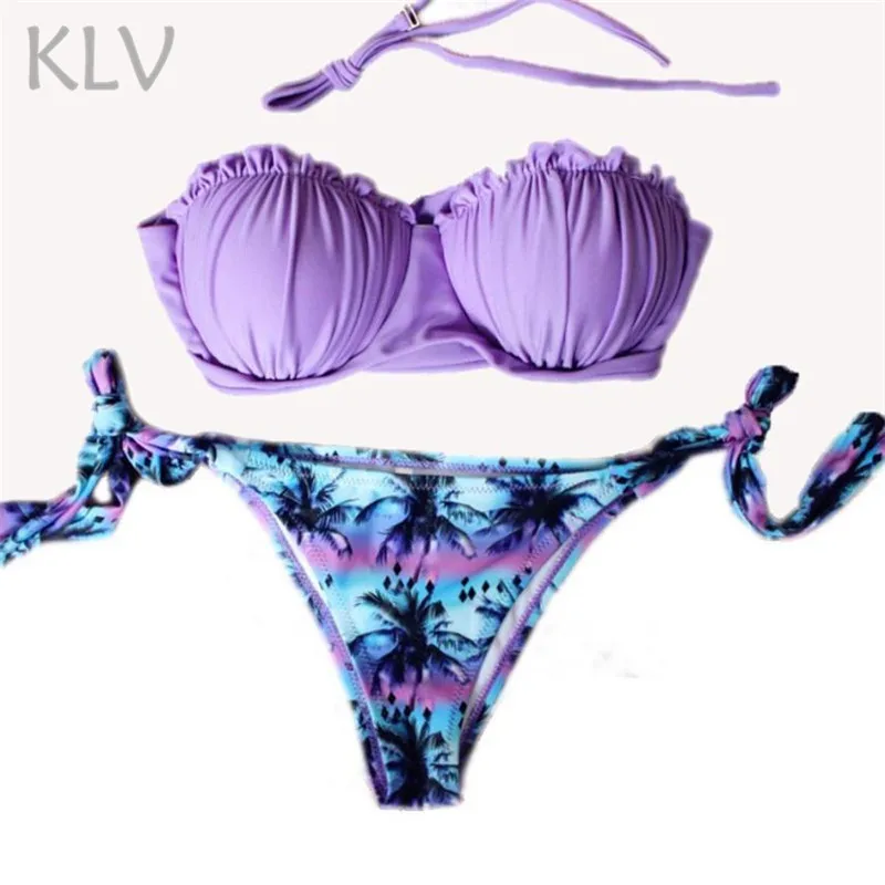 

KLV Swimsuit push up separate on the bones Women's swimsuits Separate women's bikini swimwear sexy Clothing for full women #@%