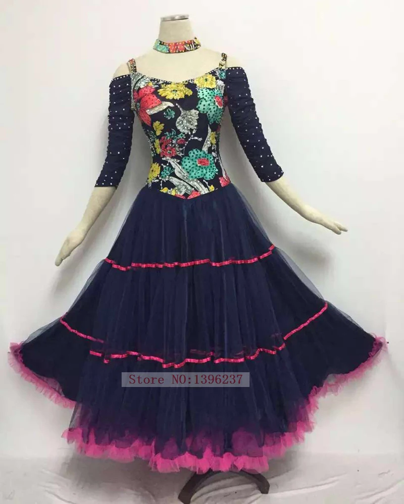 Ballroom font b Dance b font Competition Dresses Women Black Elegant Medium Sleeve font b Tango