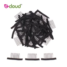 500 шт-1000 шт./пакет заколки для париков 7 зубьев стальной полиэстер прочный черный парик оснастки гребень для парика заколки для волос аксессуар-удлинитель