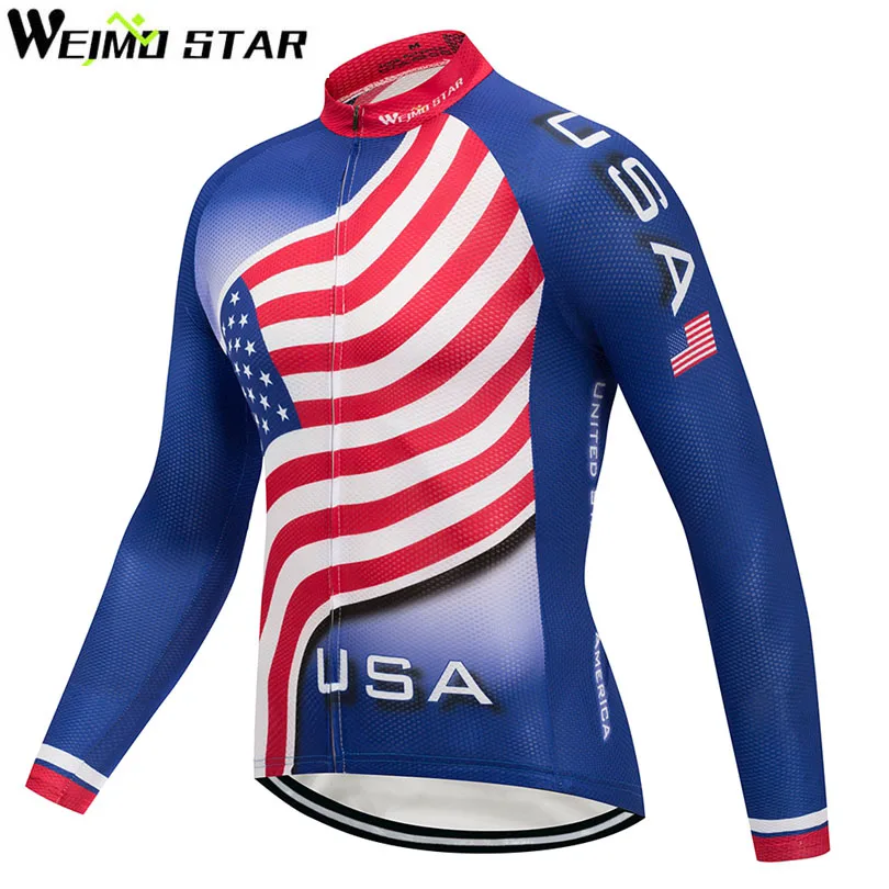 WEIMOSTAR Men's Team Ropa Ciclismo Cycling Jersey Breathable Long