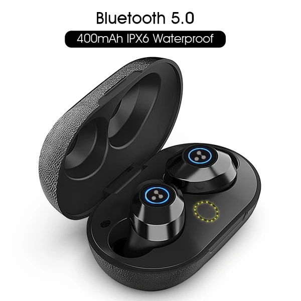 Слог S105 TWS Bluetooth V5.0 стерео спортивные наушники для регулировки громкости дополнительные наушники S105 наушники - Цвет: Черный