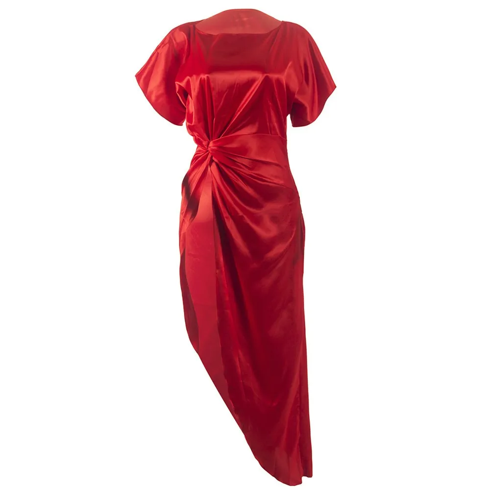 Clocolor Women Long Blouse Shirt Asymmetric Irregular Short Sleeve Summer Tops Fashion Modern Tunic Pleated Red Blouse Shirts