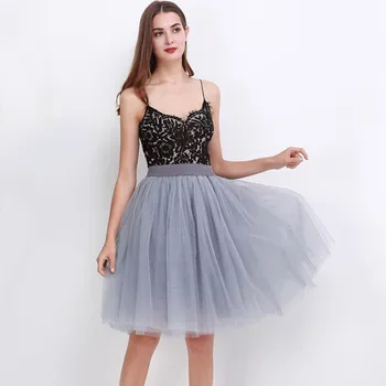 

Tulle Skirt 5 Layers Women Lady Solid Colored Elastic High Waist Mesh Tutu Skirt Luxury Pleated Classic Midi Adult Wedding Party