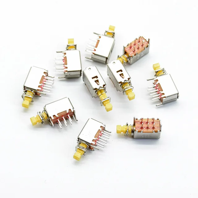 10pcs Right Angle PCB Latching Push Button Switch DPDT Double Pole 6