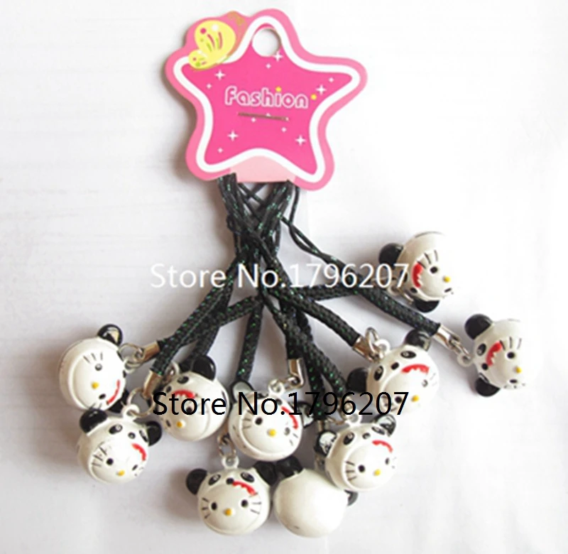 

New 10 Pcs Cartoon hello kitty bell Cell Phone Strap Charms Keychains Key Ring DIY Jewelry Making Accessories Ty-142