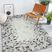 Черные и серые/кремово-белые ковры и ковры из натуральной воловьей кожи в стиле пэчворк