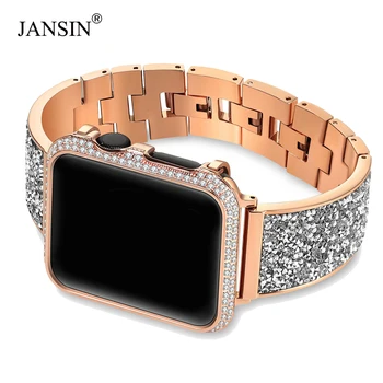 

Luxury Diamond Case+Strap For Apple Watch Band 44Mm 40Mm 38Mm 42Mm Cover Iwatch Series 5 4 3 2 1 Stainless Steel Bracelet Women