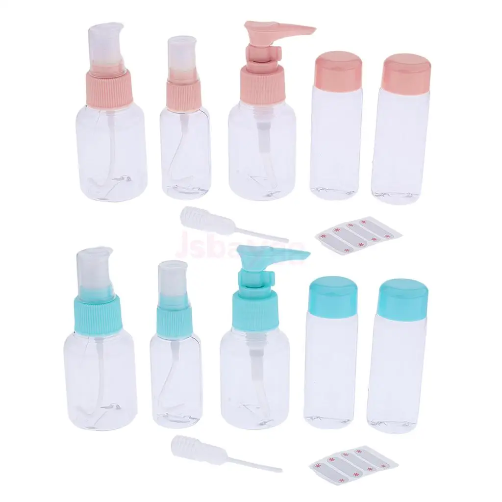 

30/40/50ml Travel Accs Refillable Empty Bottles Spray Atomizer Squeeze w/ Dropper Sticker
