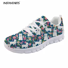 INSTANTARTS/Женские Повседневные Удобные сетчатые кроссовки; милые женские туфли на плоской подошве с цветочным узором; Zapatillas