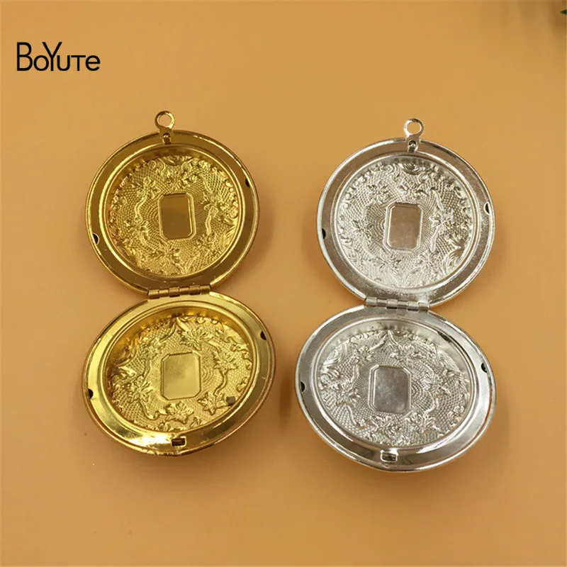 BoYuTe 2Pcs Round 5013MM Big Metal Copper Floating Photo Locket Pendant Charms Diy (2)