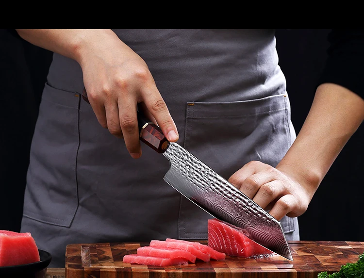 FINDKING 9 дюймов восьмиугольная эбеновая Деревянная Ручка VG10 Дамасская сталь нож кирицуке 67 слоев дамасский кухонный нож шеф-повара