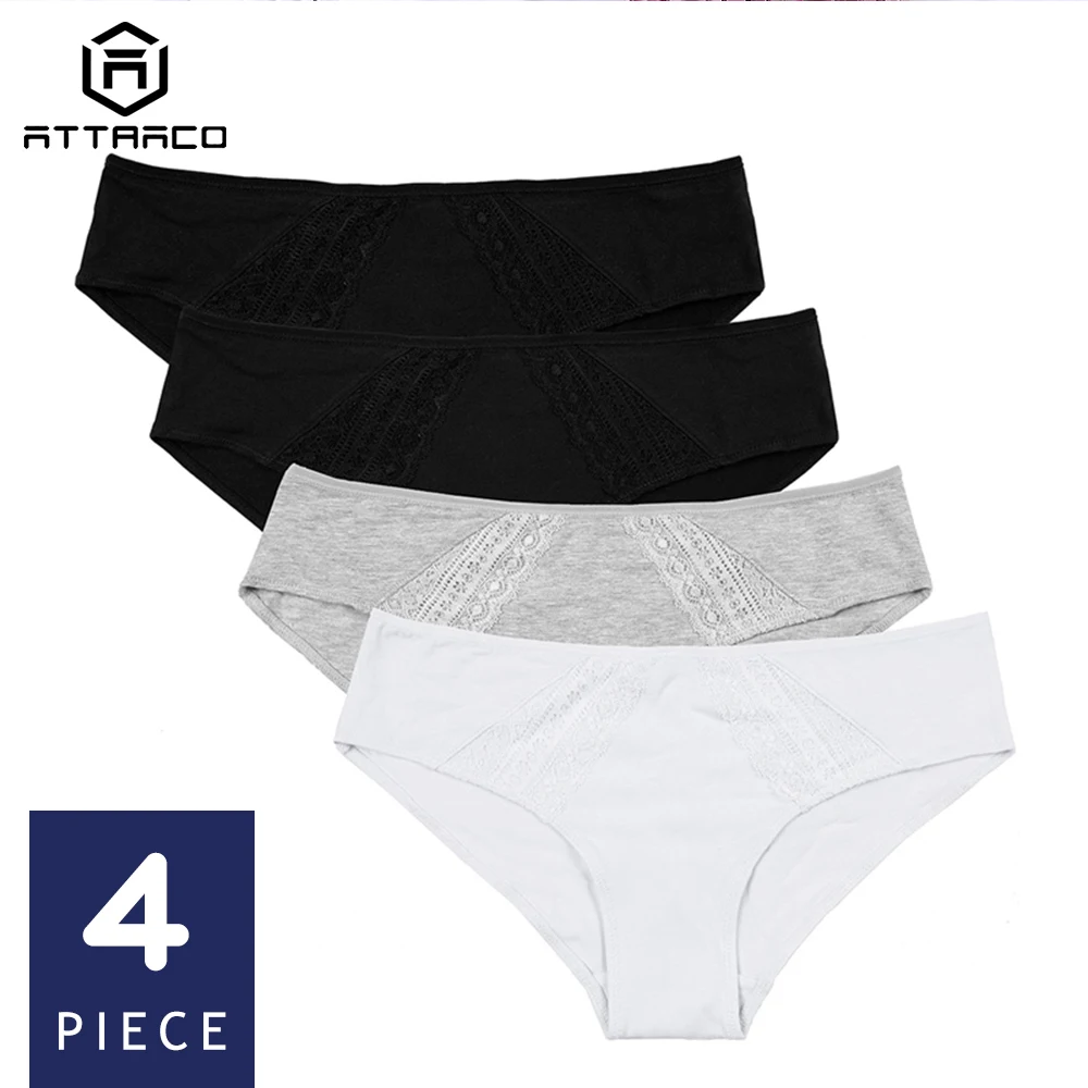 

ATTRACO Women's Underwear Hipster Panties 4 Packs Cotton Soft Stretch Ladies Solid Comfort Mid Waist Breathable Hot Sale