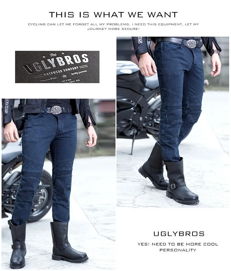 ; Модель года Мотокросс Духан Pantalones motocicleta Hombre Для мужчин uglybros ubp09 Синий Мотоцикл Дорога локомотив Джинсы для женщин