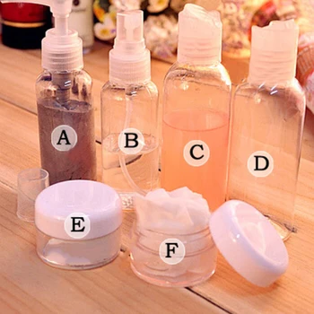

6 Pcs/lot Small Empty Cosmetic Refillable Bottles Plastic Eyeshadow Makeup Face Cream Jar Pot Container Bottle 4 Sizes
