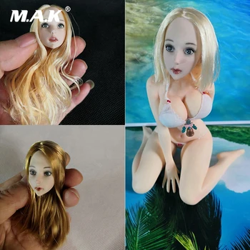 

1/6 Scale Beauty Anime Loli Young little Girl Head Sculpt with Blonde Hair Model For 12" Female Action Figure Body