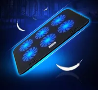 מחשב נייד USB Stand מחברת רדיאטור למעבד מאוורר תאורת LED אחורית עם 6 מאווררים קירור השתק מחשב נייד קירור Cracket Base Pad (5)