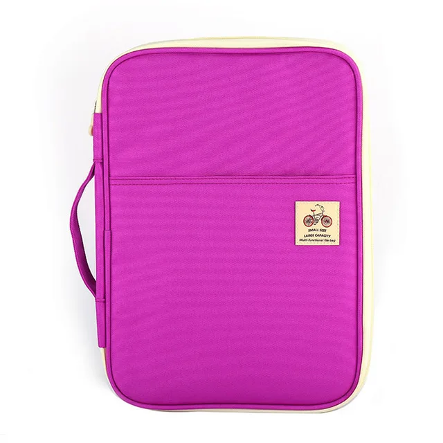 А4 сумка для хранения документов, водонепроницаемая ткань Оксфорд, многофункциональная деловая сумка-Органайзер, папка для файлов, канцелярский Органайзер на молнии - Цвет: Фиолетовый