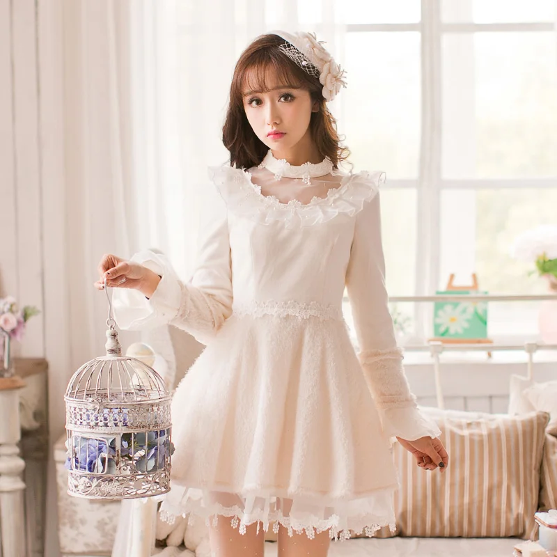 Candy rain New Princess Dresses Women Sweet Lolita Cute White Dress ...