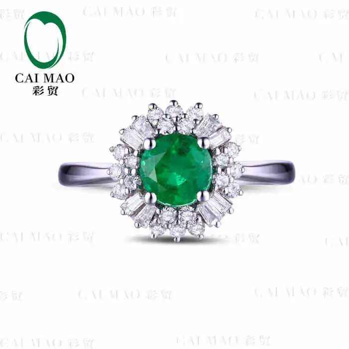 

CaiMao 0.76 ct Natural Emerald 18KT/750 White Gold 0.36 ct Full Cut Diamond Engagement Ring Jewelry Gemstone colombian
