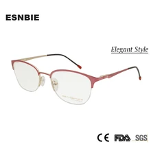 ESNBIE, новинка, полуоправа для очков для женщин, полуоправа, Ретро стиль, оправа для очков, женские круглые, розовые, сплав, прозрачные оптические очки