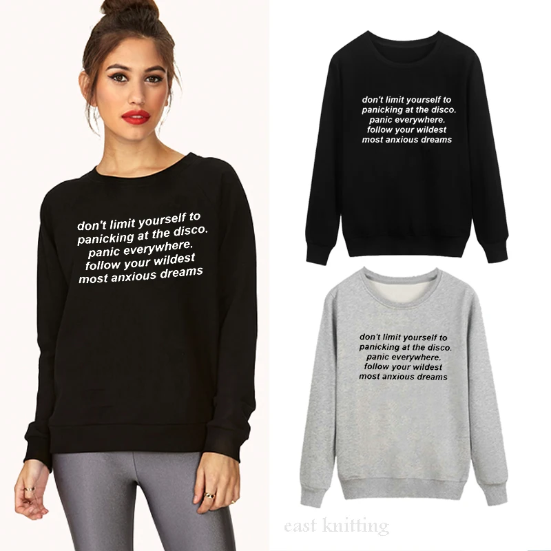 

WS0168 Women Pullovers Don't limit yourself to panicking at the disco Graphic Print Unisex Sweatshirt