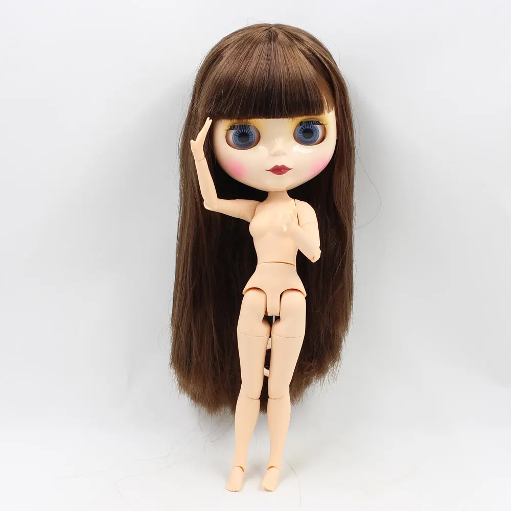 Ледяной DBS bjd куклы каштановые прямые волосы с челкой шарнирное тело из белой кожи