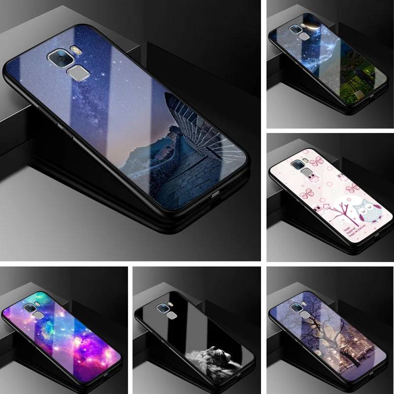 

5.2'' for Huawei Honor 7 Case Glass Fashion Hard Case for Huawei Honor 7 Honor7 Case Cover Tempered Soft Bumper Honor7 Coque